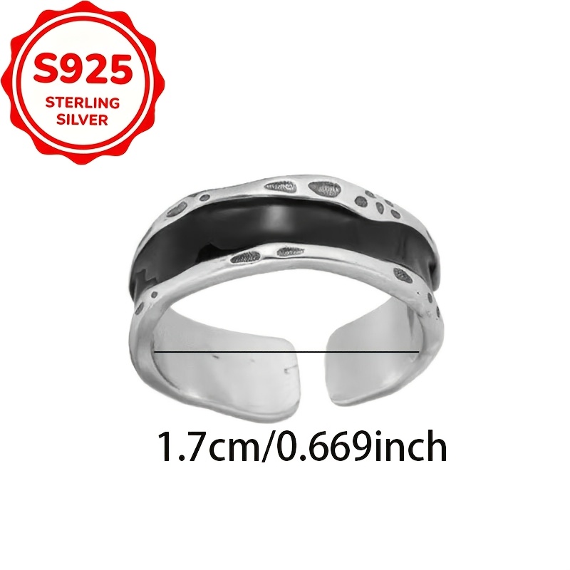 S925 Silver Irregular Texture Adjustable Open Ring — Stylish Gift